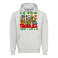 Dove Grey tis the season for tamales tama la la la la la la Zipper Hoodie - MaliasSmallBusiness