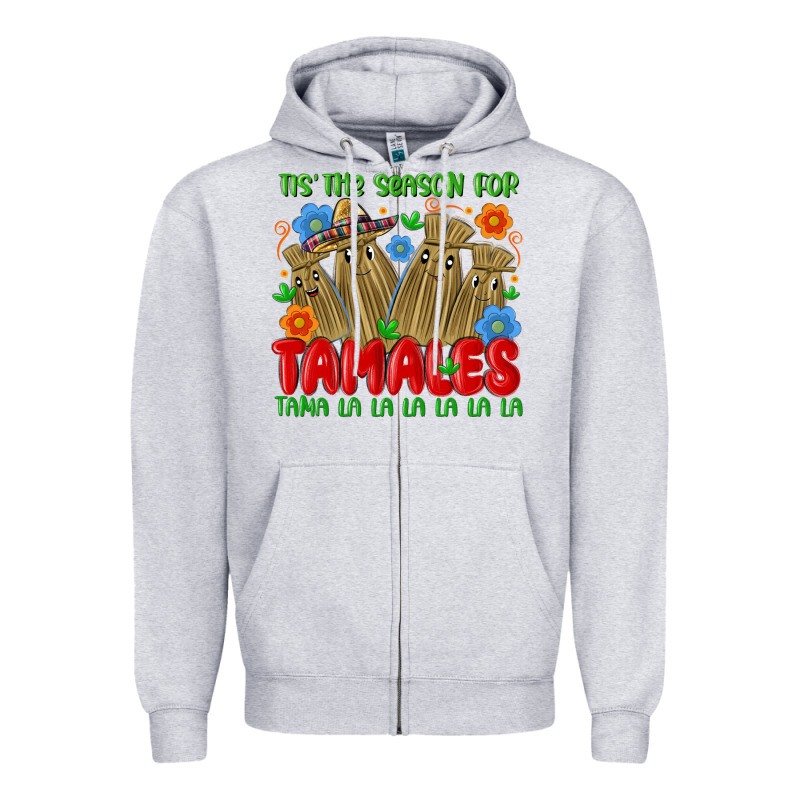 Tis The Season For Tamales Tama La La La La La La Zipper Hoodie by MaliasSmallBusiness | Teevron
