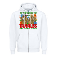 White tis the season for tamales tama la la la la la la Zipper Hoodie - MaliasSmallBusiness