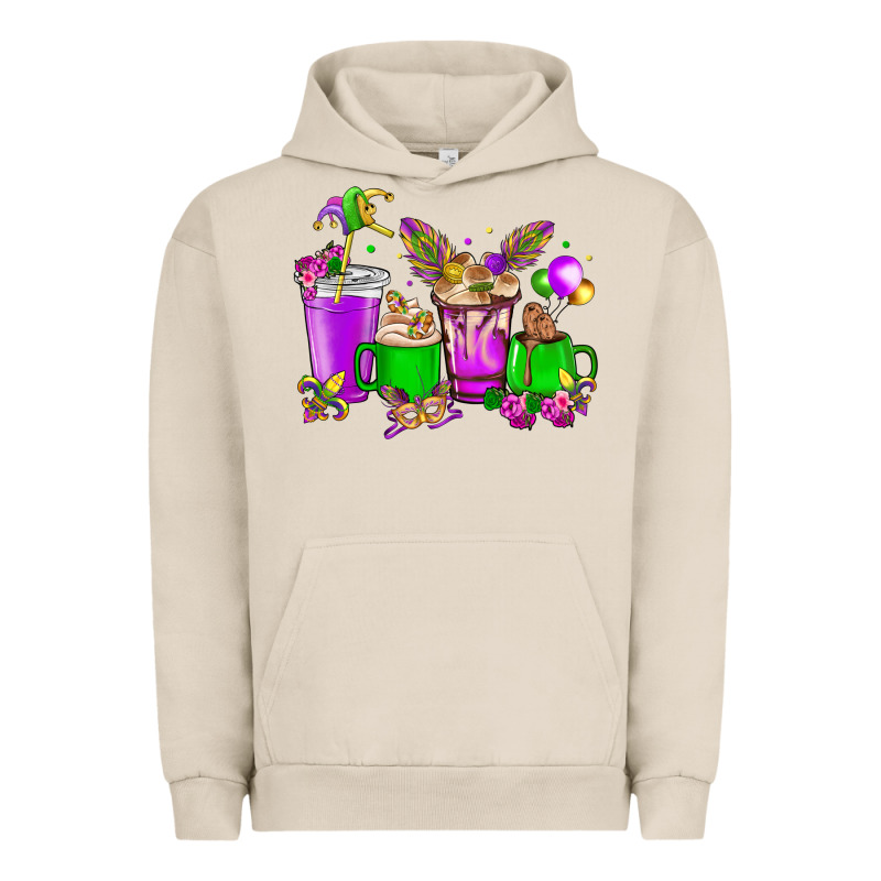 Mardi Gras Coffee Cups Urban Hoodie by HowdyJamesFarm | Teevron