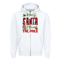 White sorry santa ı drank the milk Zipper Hoodie - MaliasSmallBusiness