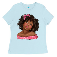 Afro Black Girlchild Kiss With Bow Ladies Tee | Teevron