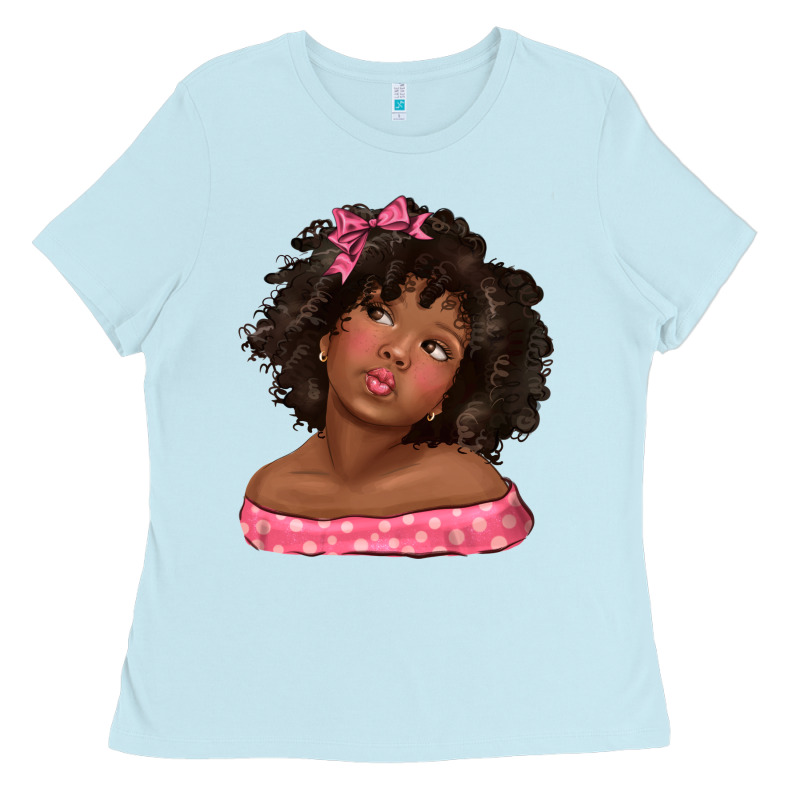 Afro Black Girlchild Kiss With Bow Ladies Tee by texasbilliewilder | Teevron