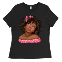 Black afro black girlchild kiss with bow Ladies Tee - texasbilliewilder