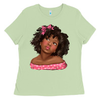Matcha afro black girlchild kiss with bow Ladies Tee - texasbilliewilder