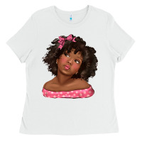 White afro black girlchild kiss with bow Ladies Tee - texasbilliewilder