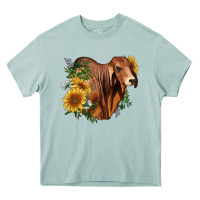 Arona brahman bull with sunflowers Heavy Core Tee - RanaPortraitStore