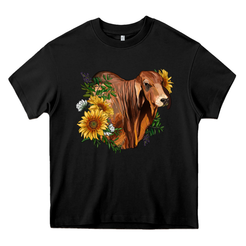 Brahman Bull With Sunflowers Heavy Core Tee by RanaPortraitStore | Teevron