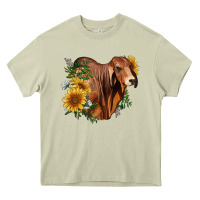 Mossy brahman bull with sunflowers Heavy Core Tee - RanaPortraitStore