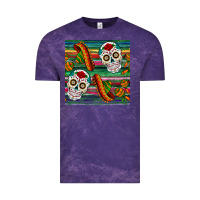 Cloud Purple sugar skull seamless pattern Vintage Tee - BundleAndBundleShop