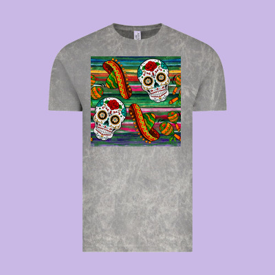 Sugar Skull Seamless Pattern Vintage Tee Designed By Bundleandbundleshop