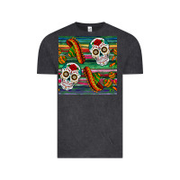 Vintage Black sugar skull seamless pattern Vintage Tee - BundleAndBundleShop
