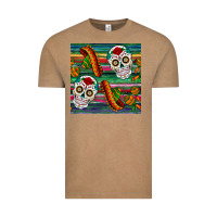 Vintage Coffee sugar skull seamless pattern Vintage Tee - BundleAndBundleShop