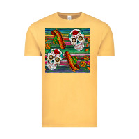 Vintage Mustard sugar skull seamless pattern Vintage Tee - BundleAndBundleShop