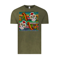 Vintage Olive sugar skull seamless pattern Vintage Tee - BundleAndBundleShop