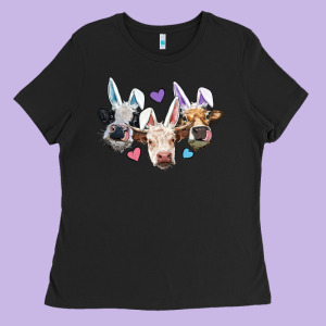 Easter Cows With Bunny Ears Ladies Tee Designed By Ranaportraitstore