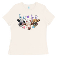 Bone Easter Cows With Bunny Ears Ladies Tee - RanaPortraitStore
