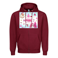 Burgundy dreaming of a pink christmas Zipper Hoodie - MaliasSmallBusiness