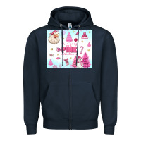 Navy dreaming of a pink christmas Zipper Hoodie - MaliasSmallBusiness