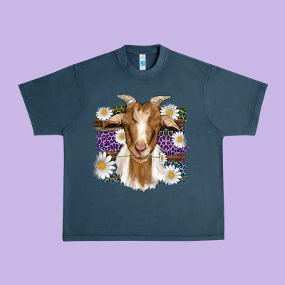 Easter Goat Daisys Leopard Wooden Urban Heavy Tee Designed By Artiststas