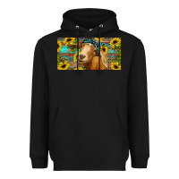 Black Goat with sunflowers and leopard Heavyweight Hoodie - RanaPortraitStore