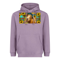 Lavender Goat with sunflowers and leopard Heavyweight Hoodie - RanaPortraitStore