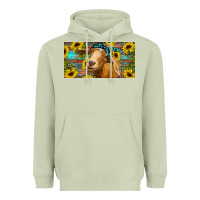 Matcha Goat with sunflowers and leopard Heavyweight Hoodie - RanaPortraitStore