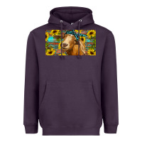 Plum Goat with sunflowers and leopard Heavyweight Hoodie - RanaPortraitStore