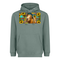 Sage Goat with sunflowers and leopard Heavyweight Hoodie - RanaPortraitStore