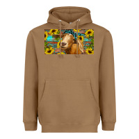 Toasted Coconut Goat with sunflowers and leopard Heavyweight Hoodie - RanaPortraitStore