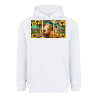 White Goat with sunflowers and leopard Heavyweight Hoodie - RanaPortraitStore