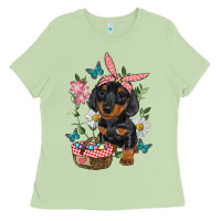 Matcha Easter Dachshund Ladies Tee - RanaPortraitStore
