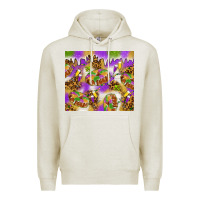 Oatmeal Heather Mardi Gras with king cake Premium Hoodie - NancyCooperArtShop