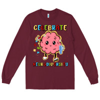 Burgundy celebrate neurodiversity Long Sleeve Tee - MaliasSmallBusiness