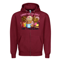 Burgundy christmas calories no cuentan Zipper Hoodie - MaliasSmallBusiness