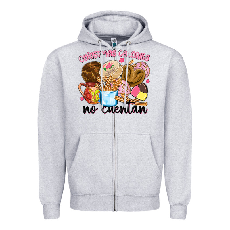Christmas Calories No Cuentan Zipper Hoodie by MaliasSmallBusiness | Teevron