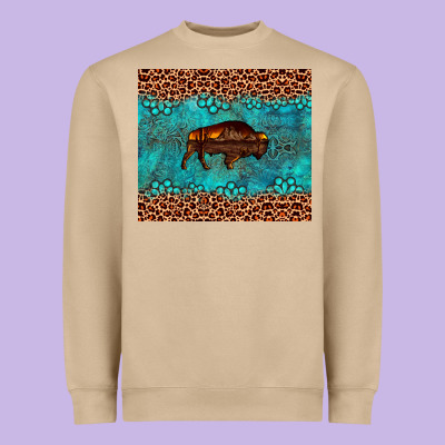 Bison Leopard Gemstone Heavyweight Sweatshirt Designed By Artiststas