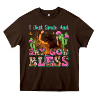 Chocolate Brown i just smile and say god bless Heavy Core Tee - Zillion Design Studio
