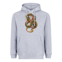 Heather Grey green and yellow dragon Heavyweight Hoodie - RanaPortraitStore
