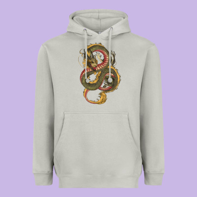 Green And Yellow Dragon Heavyweight Hoodie Designed By Ranaportraitstore
