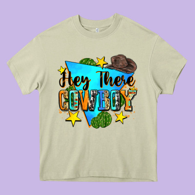 Hey There Cowboy Heavy Core Tee Designed By Zillion Design Studio
