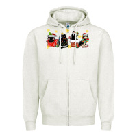 Oatmeal Heather christmas cats Zipper Hoodie - MaliasSmallBusiness