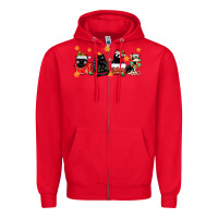 Red christmas cats Zipper Hoodie - MaliasSmallBusiness