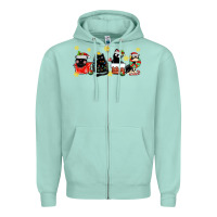 Seafoam christmas cats Zipper Hoodie - MaliasSmallBusiness