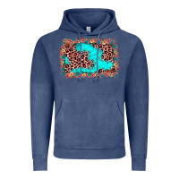 Vintage Denim easter Leopard turquoise background Vintage Hoodie - JahusDesignShop