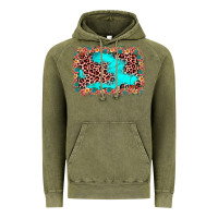 Vintage Olive easter Leopard turquoise background Vintage Hoodie - JahusDesignShop