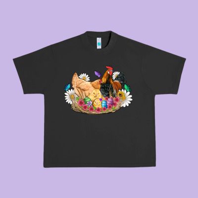 Easter Coop Animals Farm Chicken Chiks Rooster Flowers Butterfly Urban Heavy Tee Designed By Artiststas