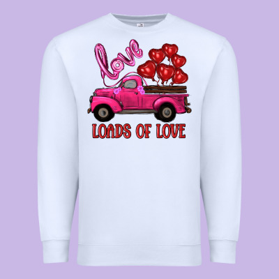 Valentine's Day Loads Of Love Turck With Balloons Premium Sweatshirt Designed By Ranaportraitstore