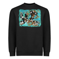 Black turquoise cowhide leopard background Heavyweight Sweatshirt - AdoDesignShop