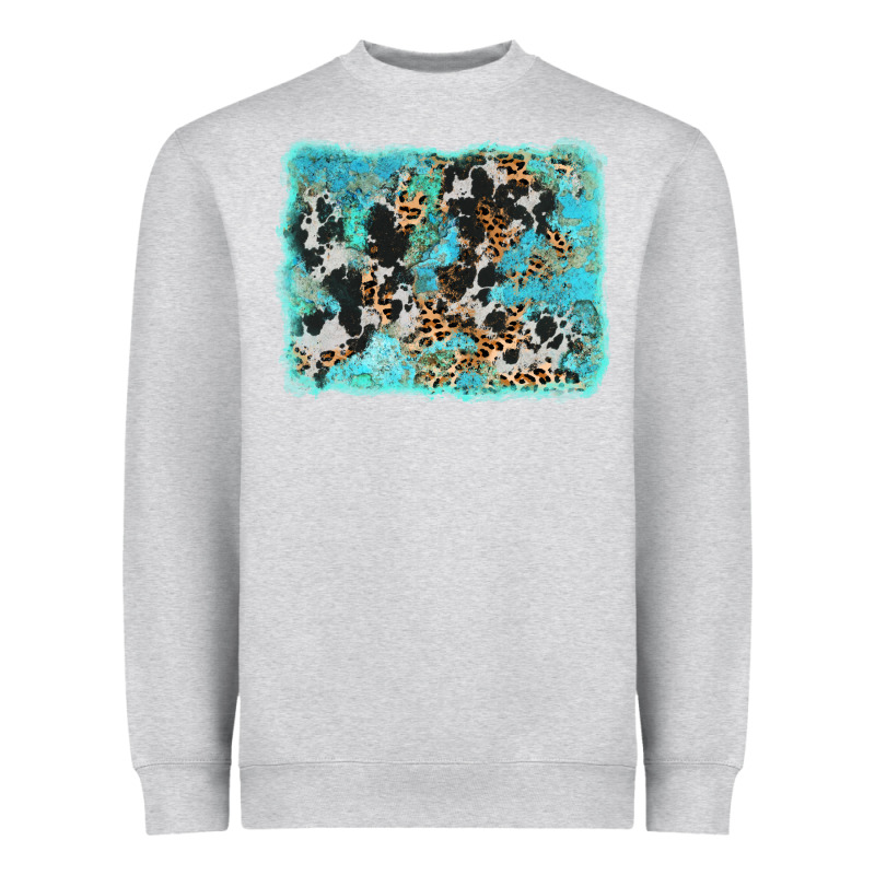 Turquoise Cowhide Leopard Background Heavyweight Sweatshirt by AdoDesignShop | Teevron